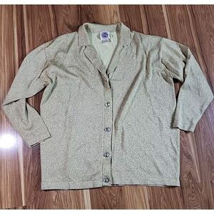 Vintage Saks Fifth Avenue Real Clothes Cardigan Glitter‎ Gold Medium Button Up